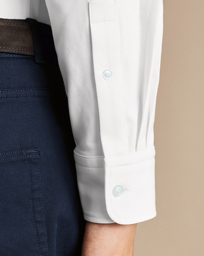 חולצת נמתחת לבנה -  White Four-Way Stretch Button Down Jersey Shirt 