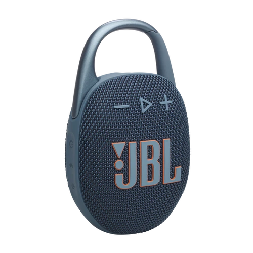 רמקול JBL Clip 5 עם קליפס תלייה מובנה - תמונה של רמקול JBL Clip 5 עם קליפס תלייה מחובר.