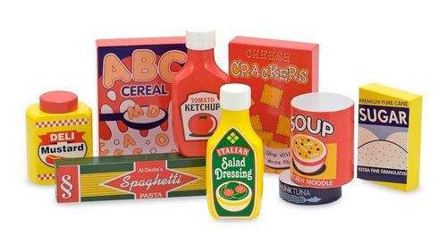 סט פריטי מזון למזווה 9 חלקים מעץ מלא