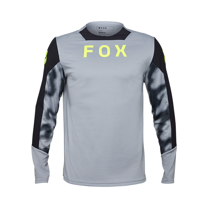 חולצת רכיבה ארוכה פוקס אפור / צהוב - FOX RACING DEFEND LS JERSEY TAUNT V25 