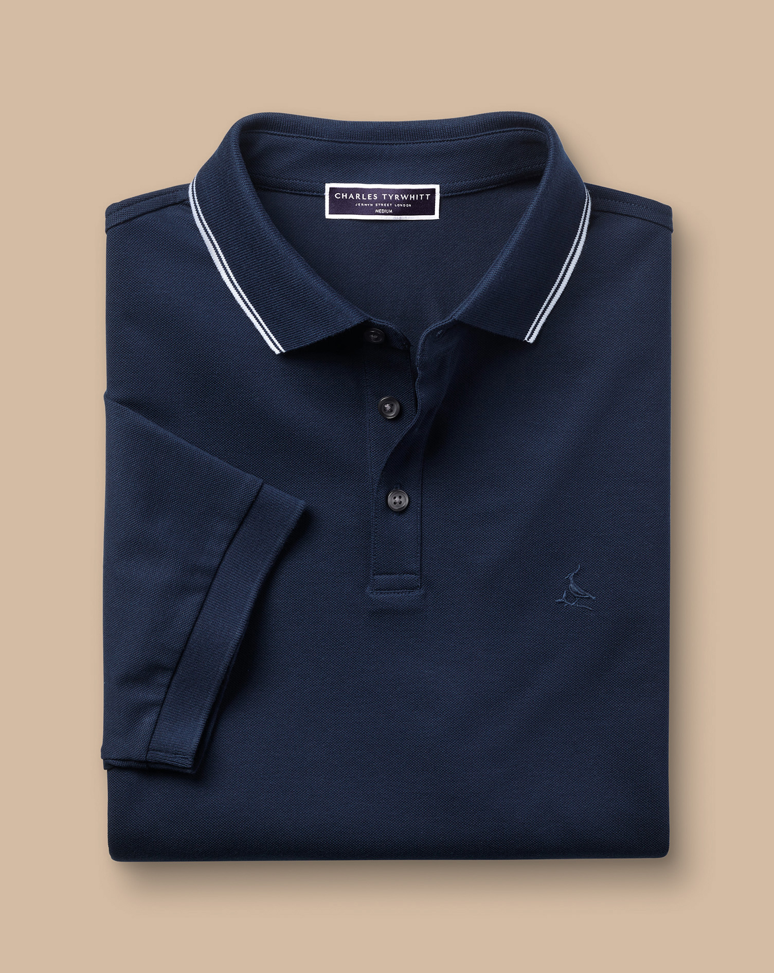 חולצת פולו כחלה -Navy blue contrast tipping polo