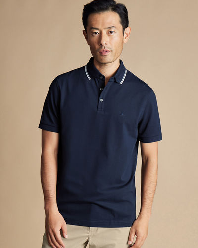 חולצת פולו כחלה -Navy blue contrast tipping polo