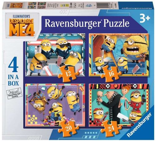 מארז 4 פאזלים 12-16-20-24 חלקים בעיצוב Despicable Me מיניונים 4