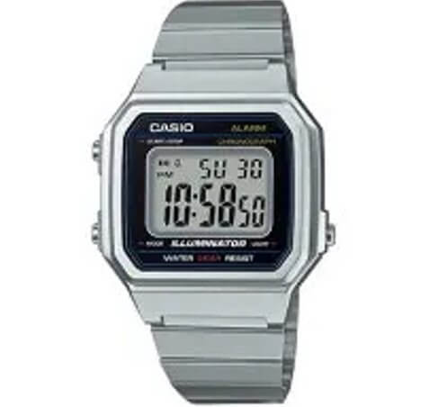 שעון יד דיגיטלי וינטאג' עם רצועת Stainless Steel כסופה Casio B650WD-1ADF - צבע כסוף / שחור
