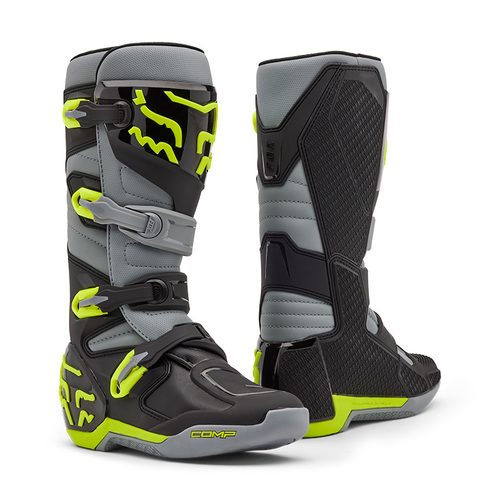 מגף רכיבה פוקס אפור / צהוב - FOX BOOTS COMP V25