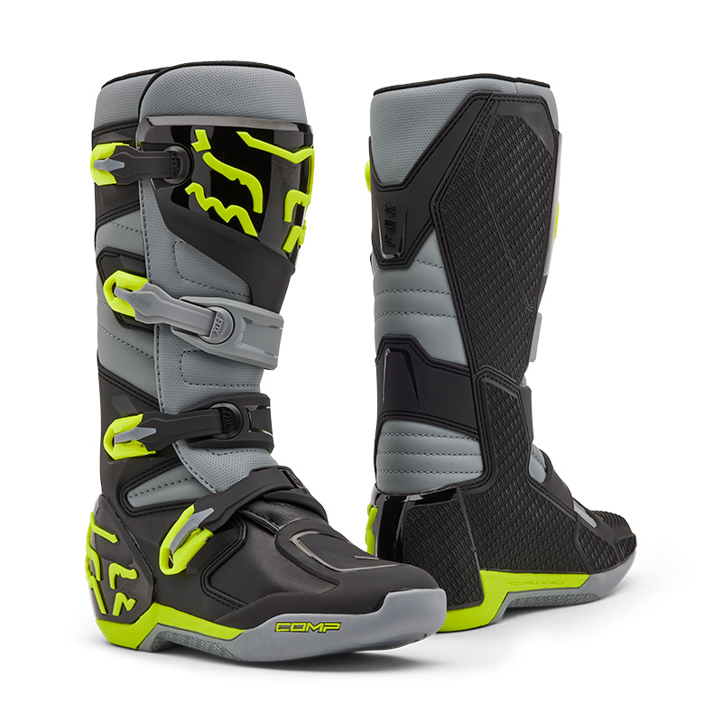 מגף רכיבה פוקס אפור / צהוב - FOX BOOTS COMP V25