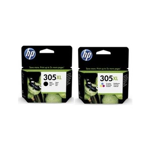 זוג ראשי דיו שחור וצבע מקוריים HP 305XL 