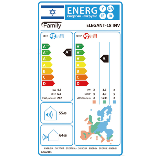 מזגן עילי FAMILY פמילי ELEGANT 18 INV