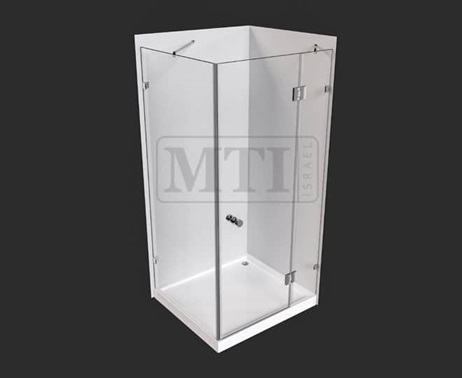 MTI-743 – דגם אור- מקלחון פינתי – שני קבועים ודלת = גוון וסוג זכוכית לציין בהערות