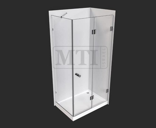 MTI-744 – דגם אביב – מקלחון פינתי – קבוע והרמוניקה שתי דלתות = גוון וסוג זכוכית לציין בהערות