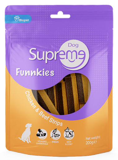 Funnkies Chicken & Beef Strips - חטיף לכלבים רצועות עוף ובקר 200 גרם