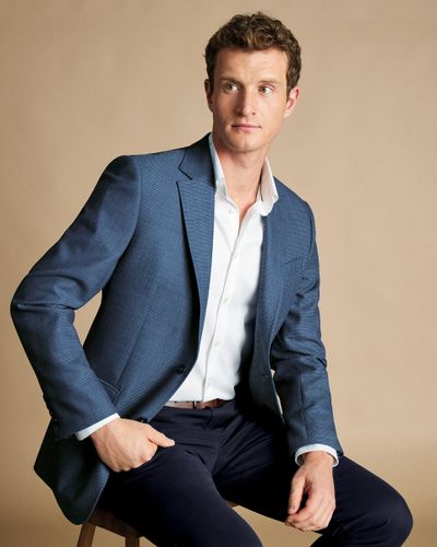 ג'קט אלגנטי -Indigo blue proper blazer slim fit jacket 