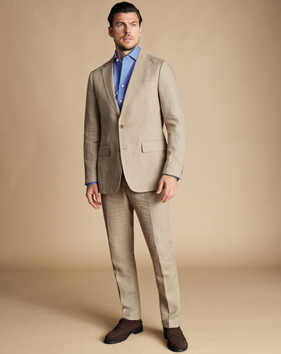 ג'קט אלגנטי מפשתן -Taupe linen slim fit jacket