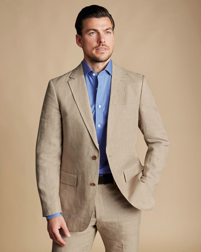 ג'קט אלגנטי מפשתן -Taupe linen slim fit jacket