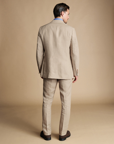 ג'קט אלגנטי מפשתן -Taupe linen slim fit jacket
