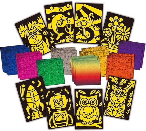 ערכת יצירה לילדים - הכנת 8 יצירות אמנות מנצנצת עם נייר כסף צבעוני