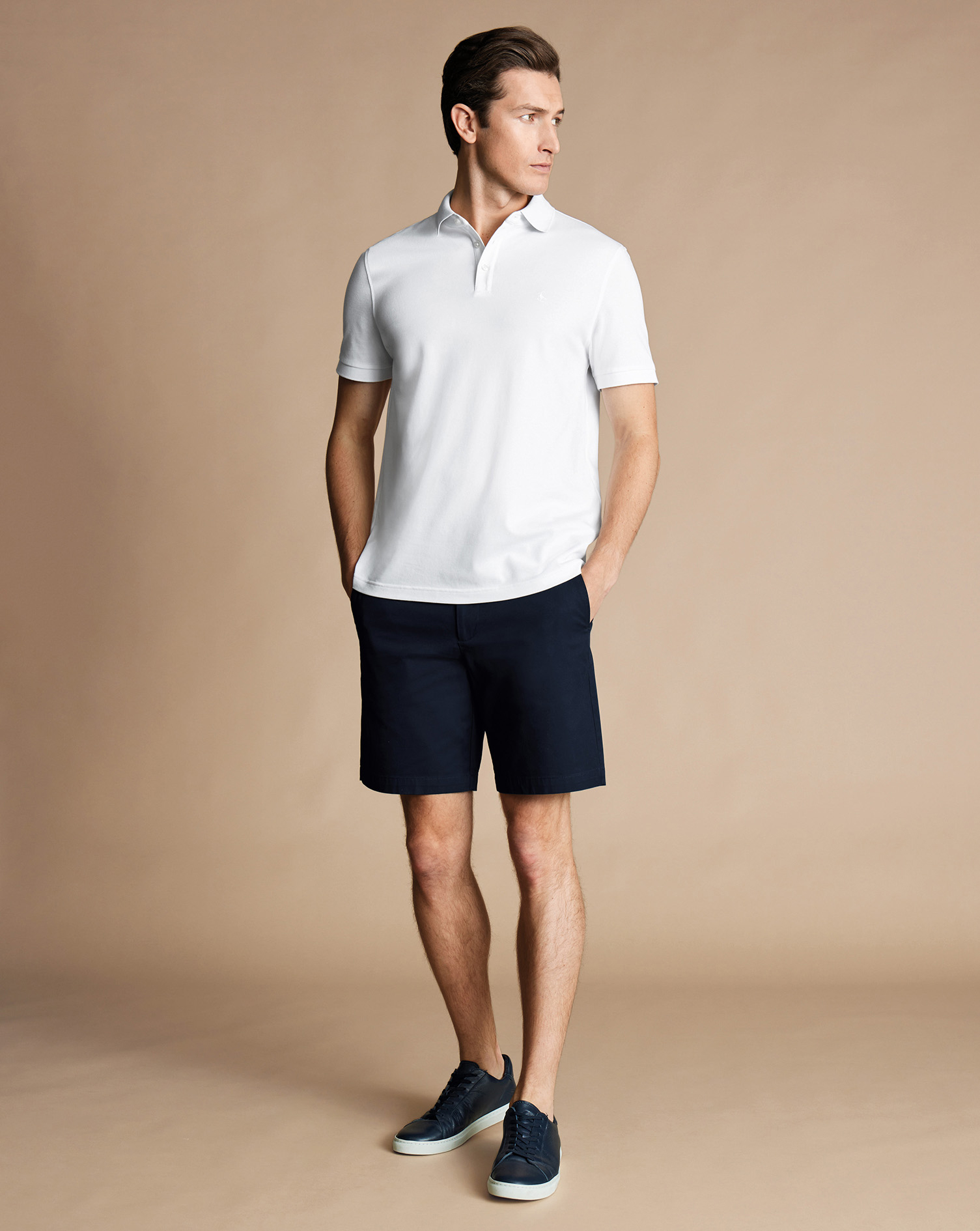 מכנסיים קצרים כותנה כחולות - Dark navy cotton shorts