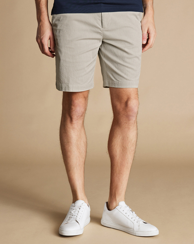 מכנסיים קצרים כותנה - Light grey stripe shorts
