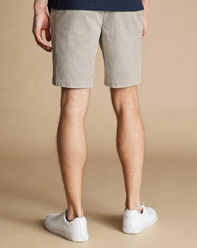 מכנסיים קצרים כותנה - Light grey stripe shorts