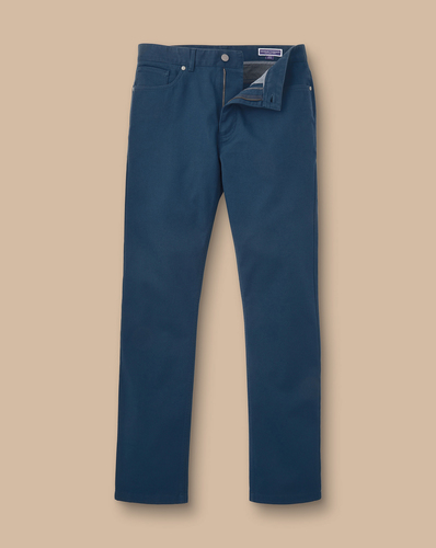 מכנסי כותנה כחולות - Petrol blue twill slim fit 5 pocket jeans