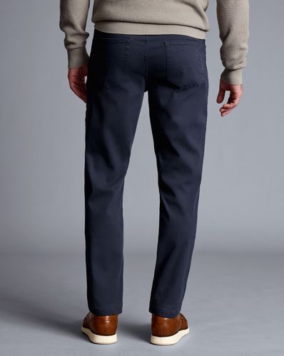 מכנסי כותנה כחולות - Petrol blue twill slim fit 5 pocket jeans