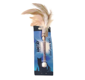 אמיתי מקל עץ עם נוצות לחתול