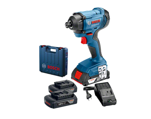 מברגת אימפקט נטענת 18V עם 2 סוללות 2Ah ומטען במזוודה Bosch GDR 180-LI