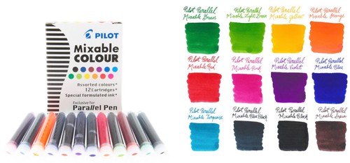 מילוים לעט פרלל, 12 צבעים  CARTRIDGES FOR PILOT PARALLEL PEN