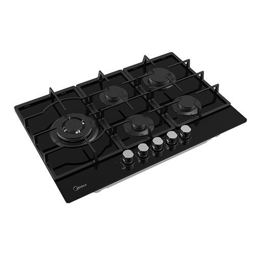 כיריים גז 75 ס"מ 5 להבות זכוכית שחורה דגם 75GP095 MIDEA 6752