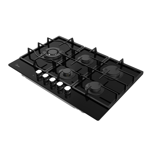 כיריים גז 75 ס"מ 5 להבות זכוכית שחורה דגם 75GP095 MIDEA 6752