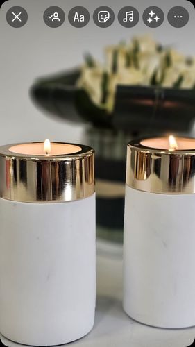 סט 2 פמוטים זהב בסיס שיש לבן