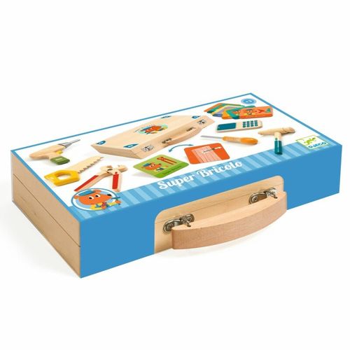 סופר בריקולו כלי עבודה מעץ במזוודה - DJECO באריזה