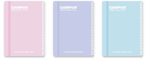 3 מחברות ספירלה A4 עם גומייה בצבעי פסטל CAMPUS
