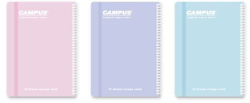3 מחברות ספירלה A5 עם גומייה בצבעי פסטל CAMPUS