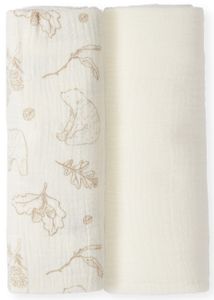 זוג חיתולי טטרה גדולים, מעוצבים 100% כותנה טטרא - דובים