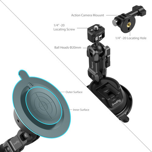 SmallRig SC-1K Portable Suction Cup 4275  Mount Kit for Action Cameras and Smartphones