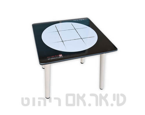 שולחן איקס עיגול עם רגל לבנה