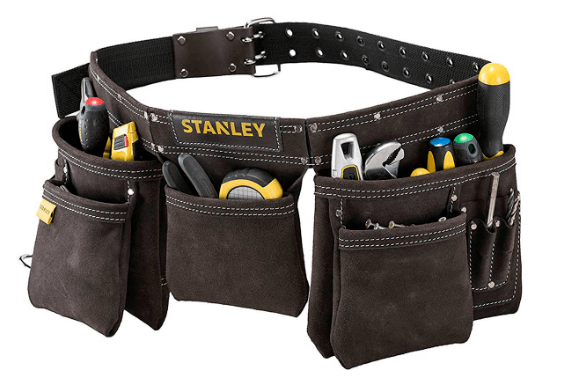 נרתיק 5 כיסים ותפס לפטיש+ חגורה מעור STANLEY