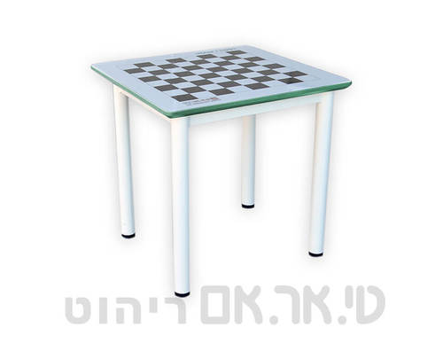 שולחן שחמט רגלים לבנות קנט ירוק