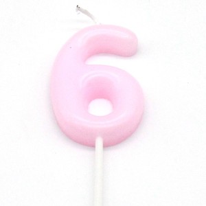 נר מספר 6 מיני פסטל ורוד