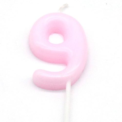 נר מספר 9 מיני פסטל ורוד
