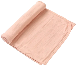 שמיכה לתינוק מבד פוינטל 100% כותנה טריקו 80*80 ס"מ - ורוד עתיק