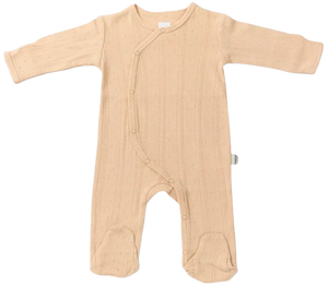 אוברול עם רגליות מבד פוינטל 100% כותנה עם חפתי כף יד למניעת שריטות 0-3 - בז