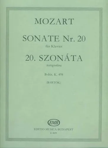 ספר תווים Mozart Sonata No. 20 in Bb major, K.498 - piano solo