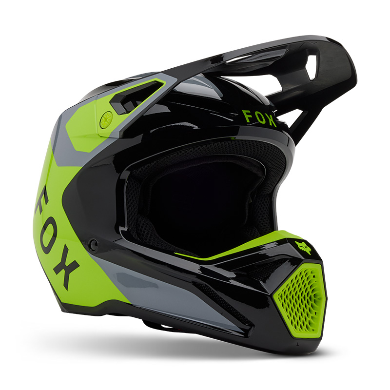 קסדת ילדים פוקס אפור / צהוב - FOX YTH V1 LEAN V25