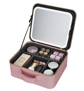 ארגונית איפור ותכשיטים עם מראה ותאורה LED - ורוד + מתנה בשווי 149 ש"ח Miracase
