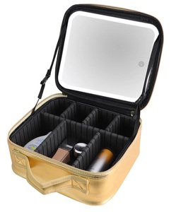 ארגונית איפור ותכשיטים עם מראה ותאורה LED - זהב + מתנה בשווי 149 ש"ח Miracase