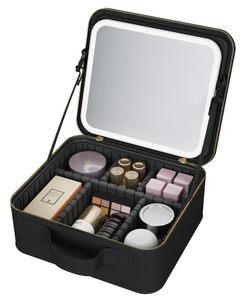 ארגונית איפור ותכשיטים עם מראה ותאורה LED - שחור + מתנה בשווי 149 ש"ח Miracase