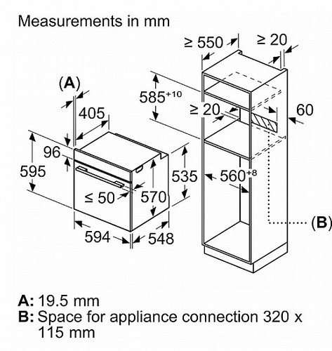 תנור בנוי Bosch בוש דגם HBS534BS0B צבע נירוסטה