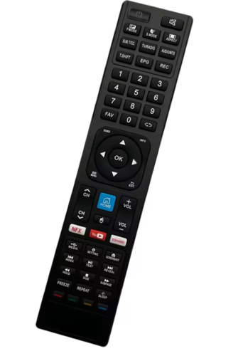 שלט חלופי תואם לטלוויזיה חכמה JVC-HENRY SMART TV עם לחצני ניווט מהירים.